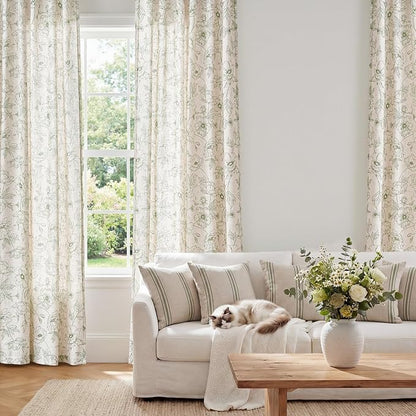 jinchan Floral Linen Curtains for Living Room 63 Inch Length Green Flower - Image 2