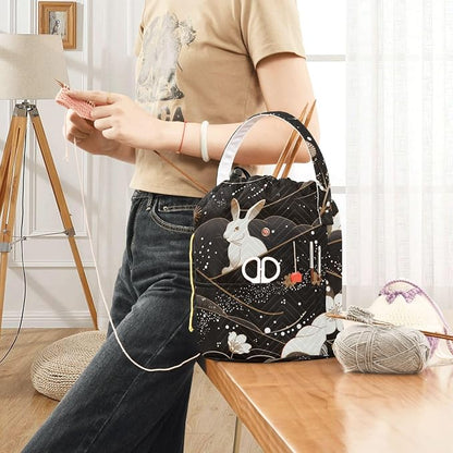 Bunny Chinese Style Yarn Bag Small Crochet Bag Drawstring Yarn Storage - Image 6