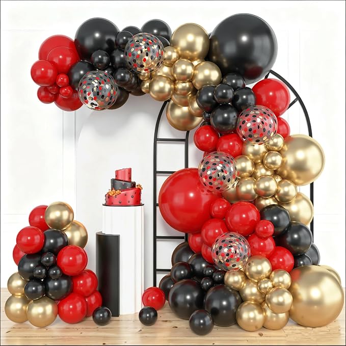 Amandir 153pcs Red Black Gold Balloon Garland Arch Kit Different Sizes | 18 12 by Amandir