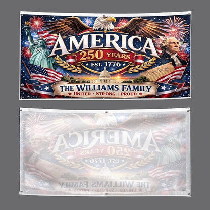 Personalized 250 Years of Freedom USA Banner 1776-2026, Patriotic American - Image 4