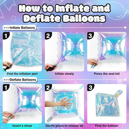 NISOCY 25PCS Iridescent Square Foil Balloons Wall Backdrop | Holographic - Image 4