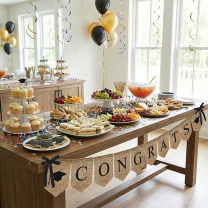 Congratulations Burlap Banner Class of 2026 Graduation Party Decorations | - Image 5