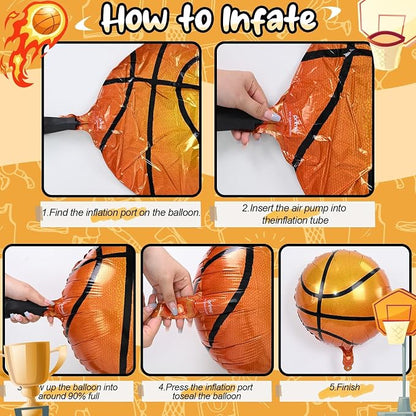 18 Inch Basketball Balloons Decor, Mylar Sport Balloons - Image 8