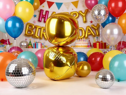 6pcs Gold Foil Balloons 22inch Round Balloons - Image 2