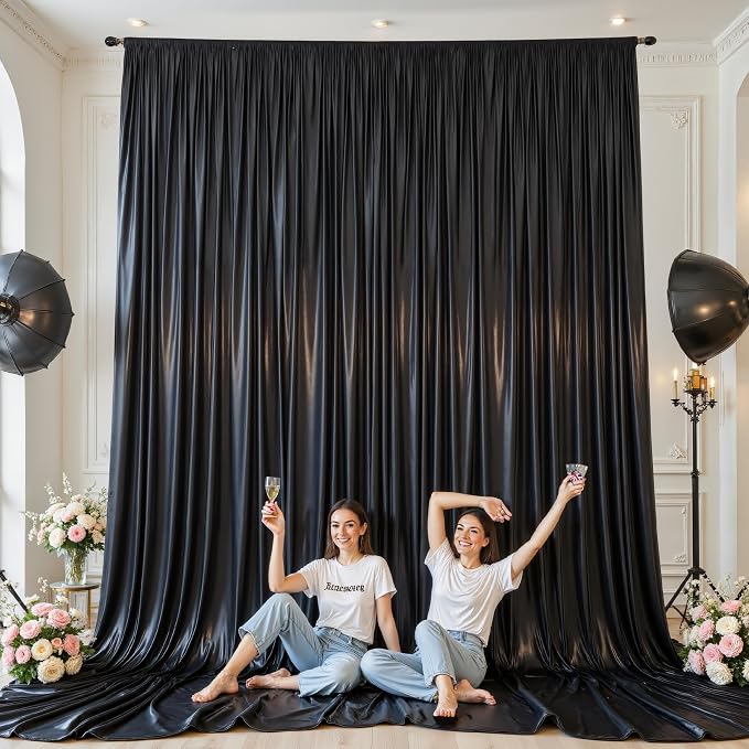 20x10ft Black Glitter Backdrop Curtain - Image 5
