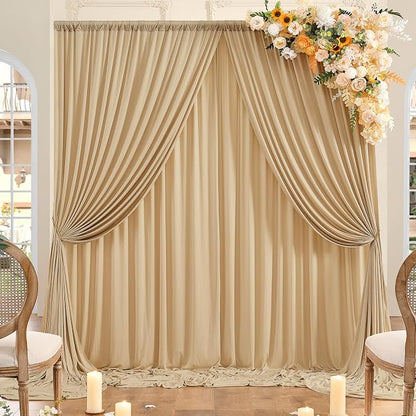 20ft x 10ft Wrinkle Free Beige Backdrop Curtains by ENJOYYOURPARTY