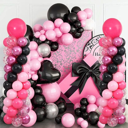 Hot Pink and Black Balloon Column Stand Kit Set of 2 - Image 9