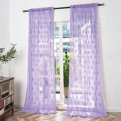 Kotile Light Purple Sheer Curtains - Image 3