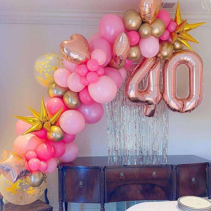 Rose Gold 40 Number Balloons, 40 Inch Giant Number 40 Balloons Foil Mylar - Image 4