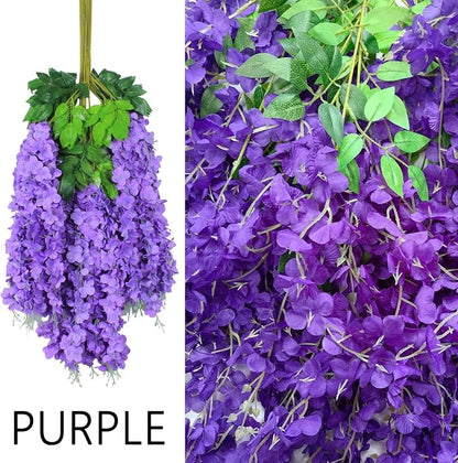 108pcs Artificial Wisteria Flowers 3.6 Feet/Piece Purple Dense Artificial Fake - Image 3