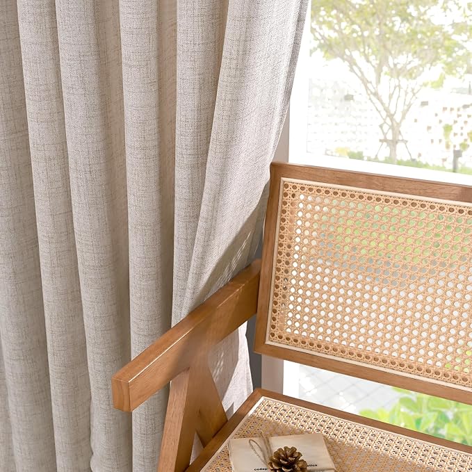 YoungsTex Linen Semi Sheer Curtains 45 Inch Length 2 Panels - Image 8