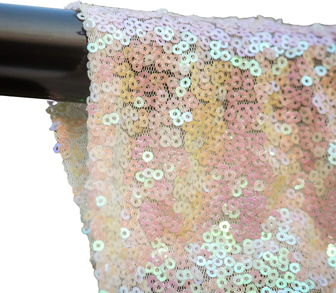 JYFLZQ White Iridescent Sequin Backdrop Curtains 10ft x 10ft 1 Panel Glitter - Image 3