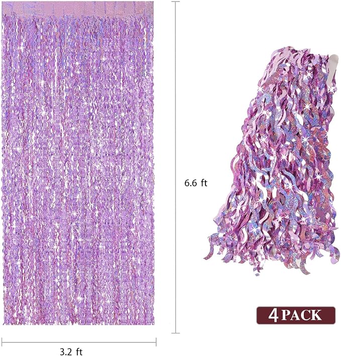 4 Pack Pink Tinsel Curtain Party Backdrop - Image 3