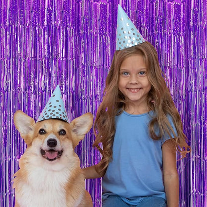 10 Pack Purple Backdrop Curtain 3.2ft x 8.2ft Metallic Tinsel Foil Fringe - Image 6