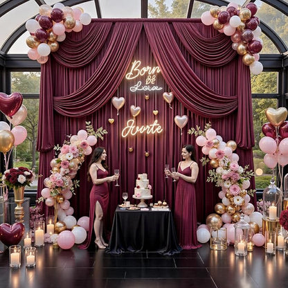 20ft x 15ft Burgundy Backdrop Curtains - Image 6