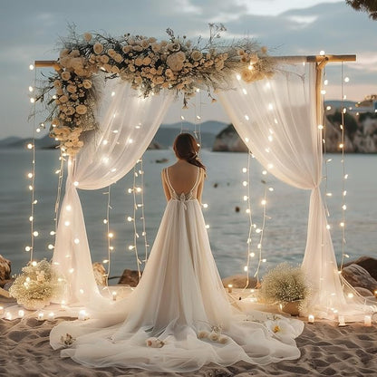 Tulle Backdrop Curtains with Lights Sheer White Curtain Backdrop 30x10ft | - Image 6