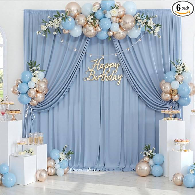 30ftx10ft Wrinkle Free Dusty Blue Backdrop Curtains by ENJOYYOURPARTY