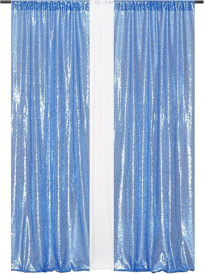 Eternal Beauty Baby Blue Sequin Backdrop Curtains, 2 Panels 2x8FT | 3mm Sparkle - Image 4