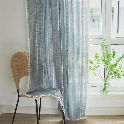 Sutuo Home Blue Boho Curtains for Bedroom Living Room, Semi-Blackout French - Image 9