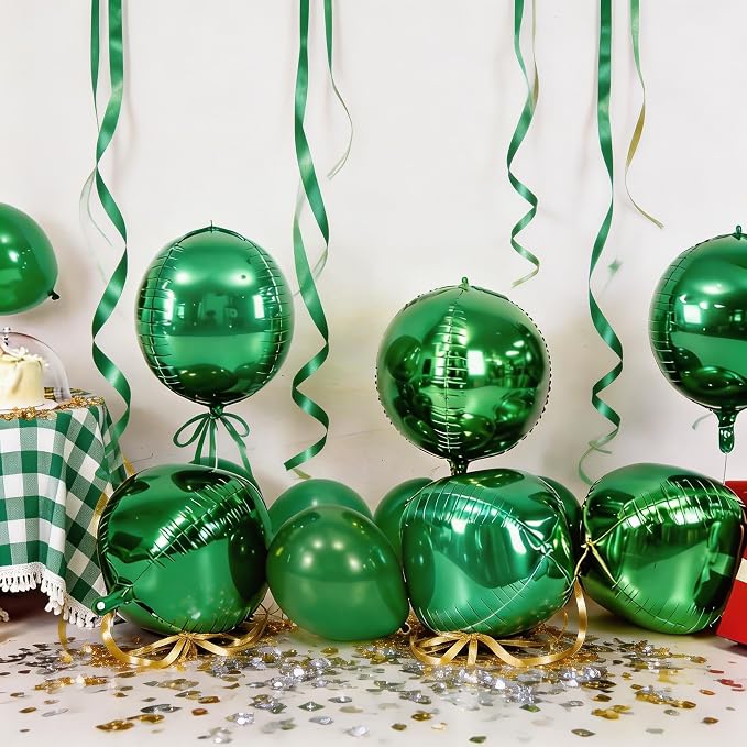 6Pcs Green Round Foil Balloons, Giant 4D Round Ball Balloons, 22 Inch Metallic - Image 5