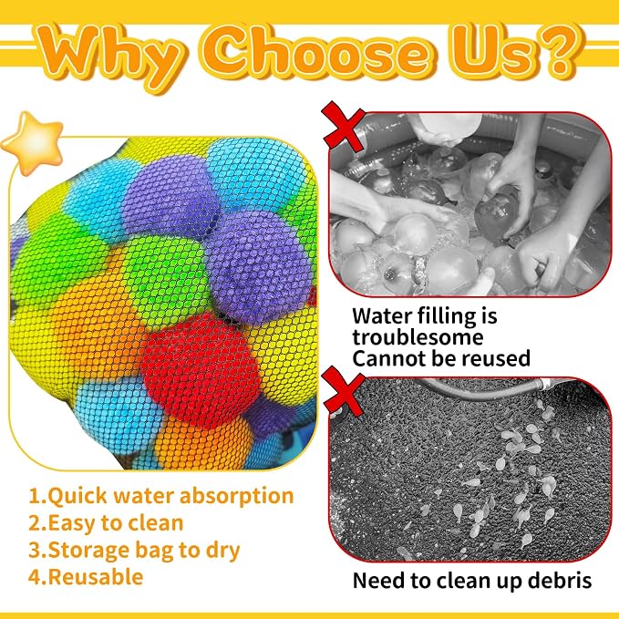 200 Pcs Reusable Water Balloons, Outdoor Games Water Soft Balls, Summer Soaker - Image 4