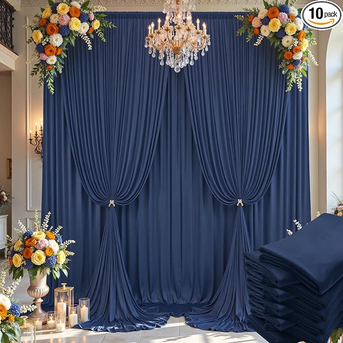 50×14ft Wrinkle Free Navy Blue Backdrop Curtain by ENJOYYOURPARTY