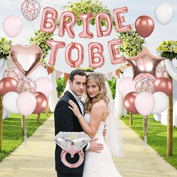 Rose Gold Bachelorette Party Decorations, Bride To Be Bridal Shower Balloons - Image 5