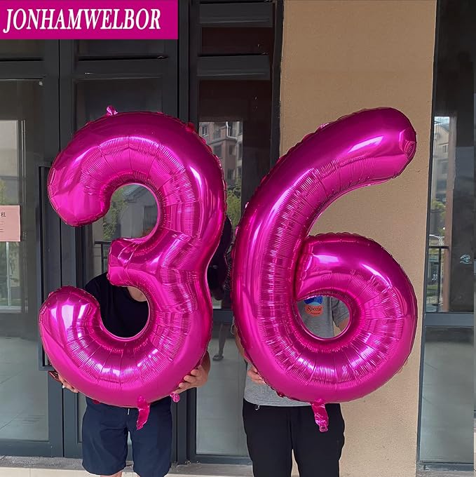 Jonhamwelbor Sweet 16 Balloons Hot Pink, Number 40 Inch 16 Pink Big Giant Jumbo - Image 5