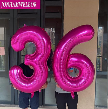 Jonhamwelbor Sweet 16 Balloons Hot Pink, Number 40 Inch 16 Pink Big Giant Jumbo - Image 5