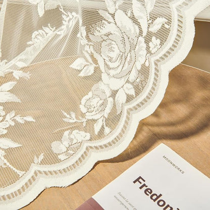 Cream Lace Curtains 102 Inches Long 2 Panels Victorian Floral - Image 6