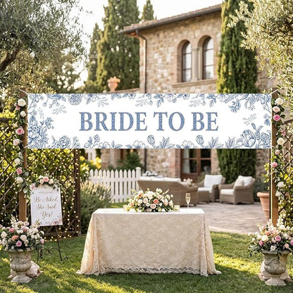 Blue Bride To Be Happily Ever After Bridal Shower Wedding Banner | Reusable - Image 3