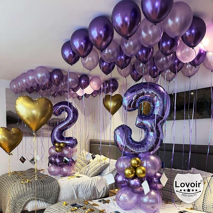 Purple Number 4 Balloons, 40 Inch Giant Number Balloons Foil Mylar Helium - Image 5