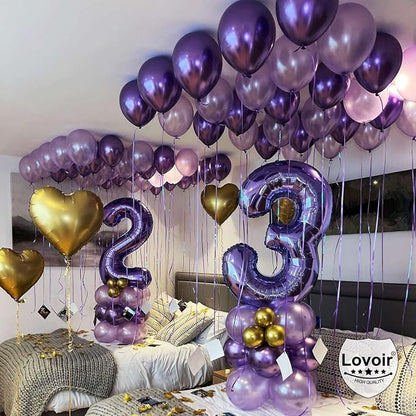 Purple 24 Number Balloons, 40 Inch Giant Number 24 Balloons Foil Mylar Helium - Image 3