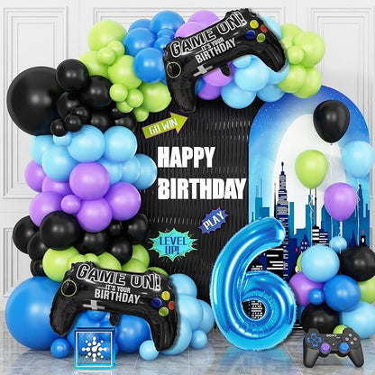 6th Birthday Video Game Balloons Arch Kit, 101 Pieces, Video Game Themed by Cledeco