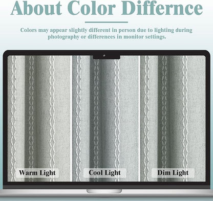 Teal 100% Boho Blackout Curtains 63 Inch 2 Panels - Image 5