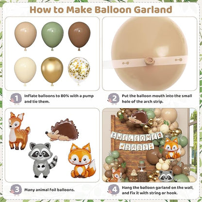 167Pcs Woodland Animals Baby Shower Decorations - Image 4