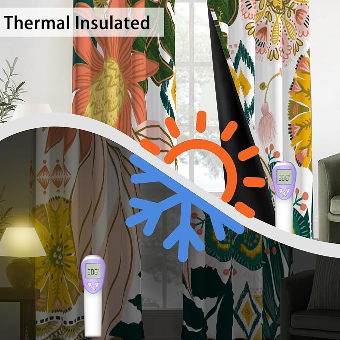 Tyrot Boho Floral 100% Blackout Curtains - Image 4
