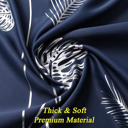 Blackout Curtains with Silver Palm Tree Thermal Insulated Elegant Natural Leaf - Image 4