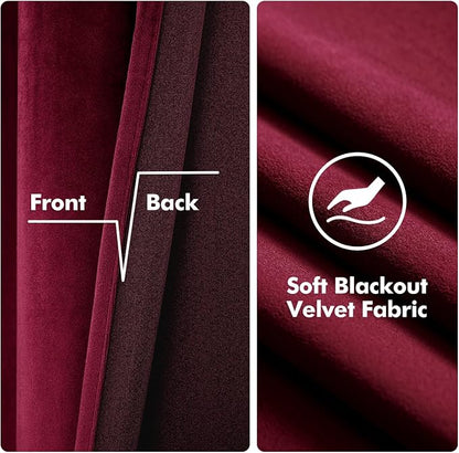 MIULEE Velvet Curtains Christmas Burgundy 52 x 84 Inch Length Set of 2 | - Image 3