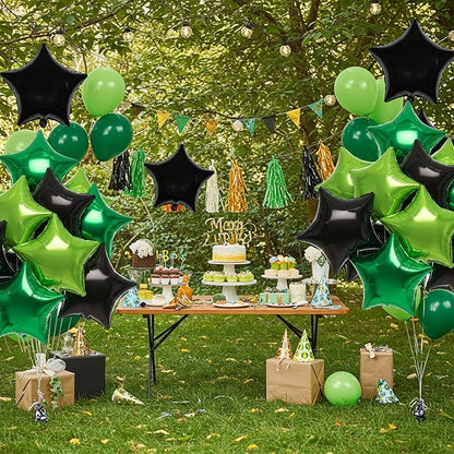 TONIFUL 15 Pcs Star Balloons 18 Inch Large Green and Black Foil Balloons | Big - Image 6