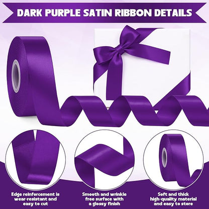 1In 30Yards Dark Purple Satin Ribbon - Image 3