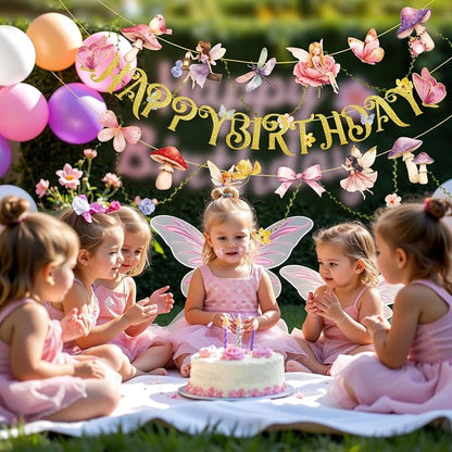 SUNBEAUTY Fairy Birthday Party Banner Fairy Party Decorations Fairy First - Image 9