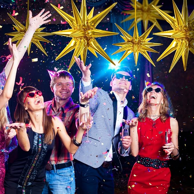 TONIFUL 4 Pcs Explosion Star Balloons Gold Foil Balloon Party Decorations | 22 - Image 6