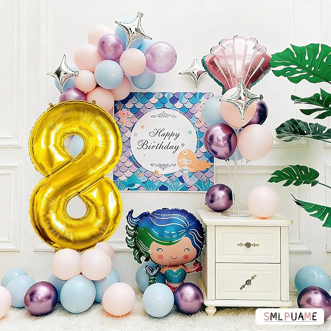 40 Inch Gold Number 8 Balloon, 8th Birthday Decoration Boys Girls | Large Self - Image 2