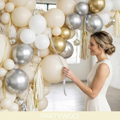PartyWoo Beige Balloons 152pcs Cream Ivory Color 18 12 10 5 Inch | Balloons - Image 9
