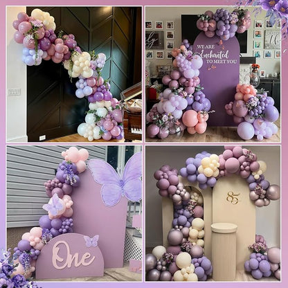 Dusty Purple Balloons Garland Arch Kit, Lilac Retro Pink Sand White Balloon - Image 7