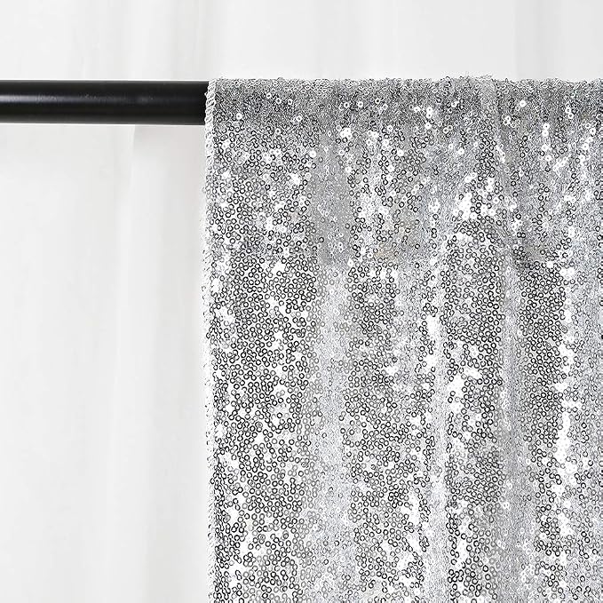 8ft x 8ft Silver Sequin Backdrop CurtainBackdrop - Image 7