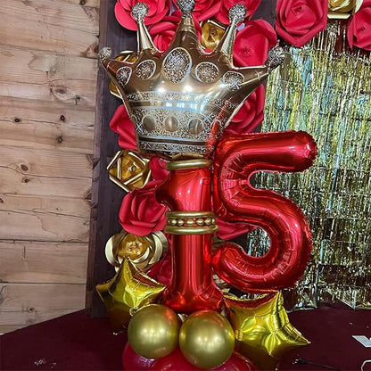 40 Inch Red Large Numbers Balloons 0-9, Self Inflating Foil Number 5 Helium - Image 4