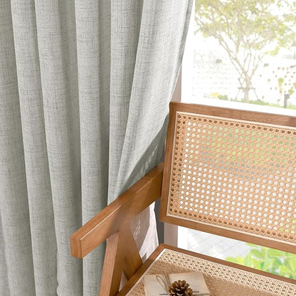 YoungsTex Light Grey Linen Curtains 45 Inch Length - Image 8