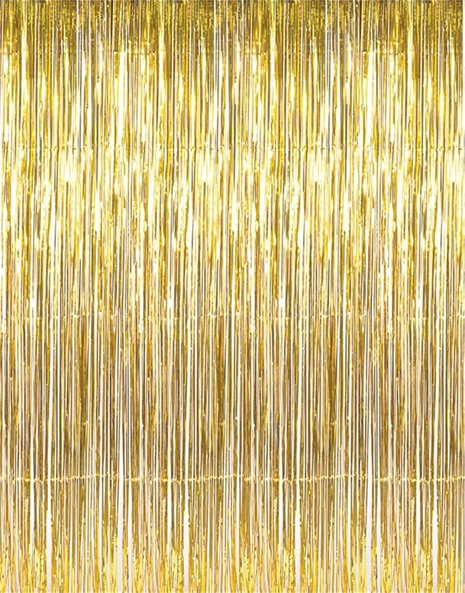 GOER 3.2 ft x 9.8 ft Metallic Tinsel Foil Fringe Curtains Party Photo Backdrop by GOER